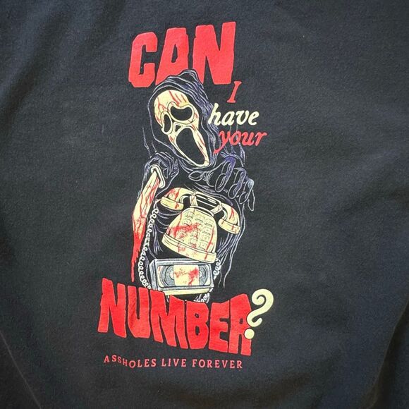 A Holes Live Forever Can I Have Your Number Ghostface Black Hoodie Size Large - Picture 2 of 5